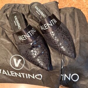 Valentino Black Snake Print Flats